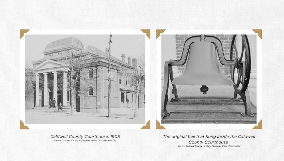 Caldwell County Courthouse and Bell 1905 photo