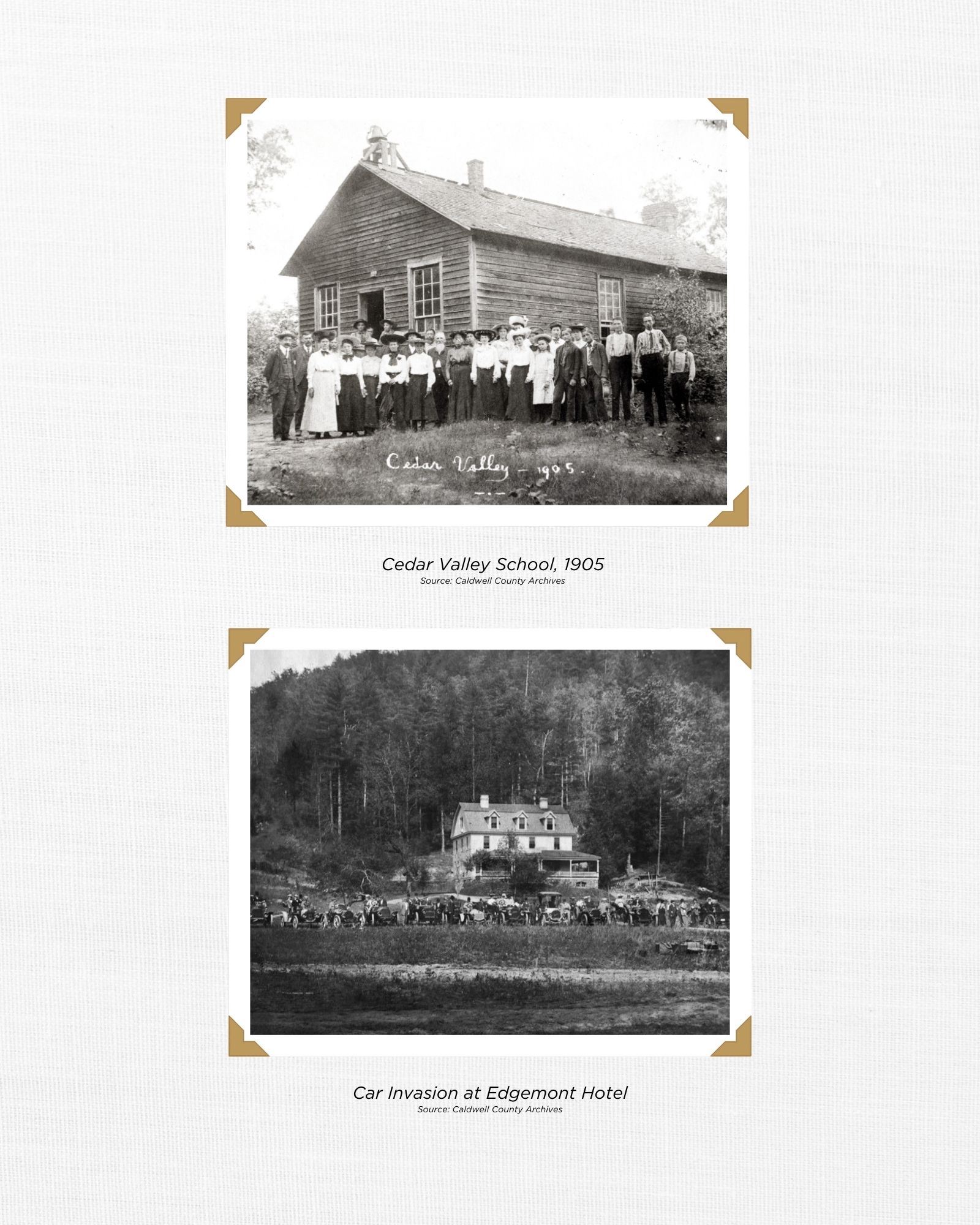 Collage Cedar Valley School 1905, Car Invasion at Edgemont Hotel