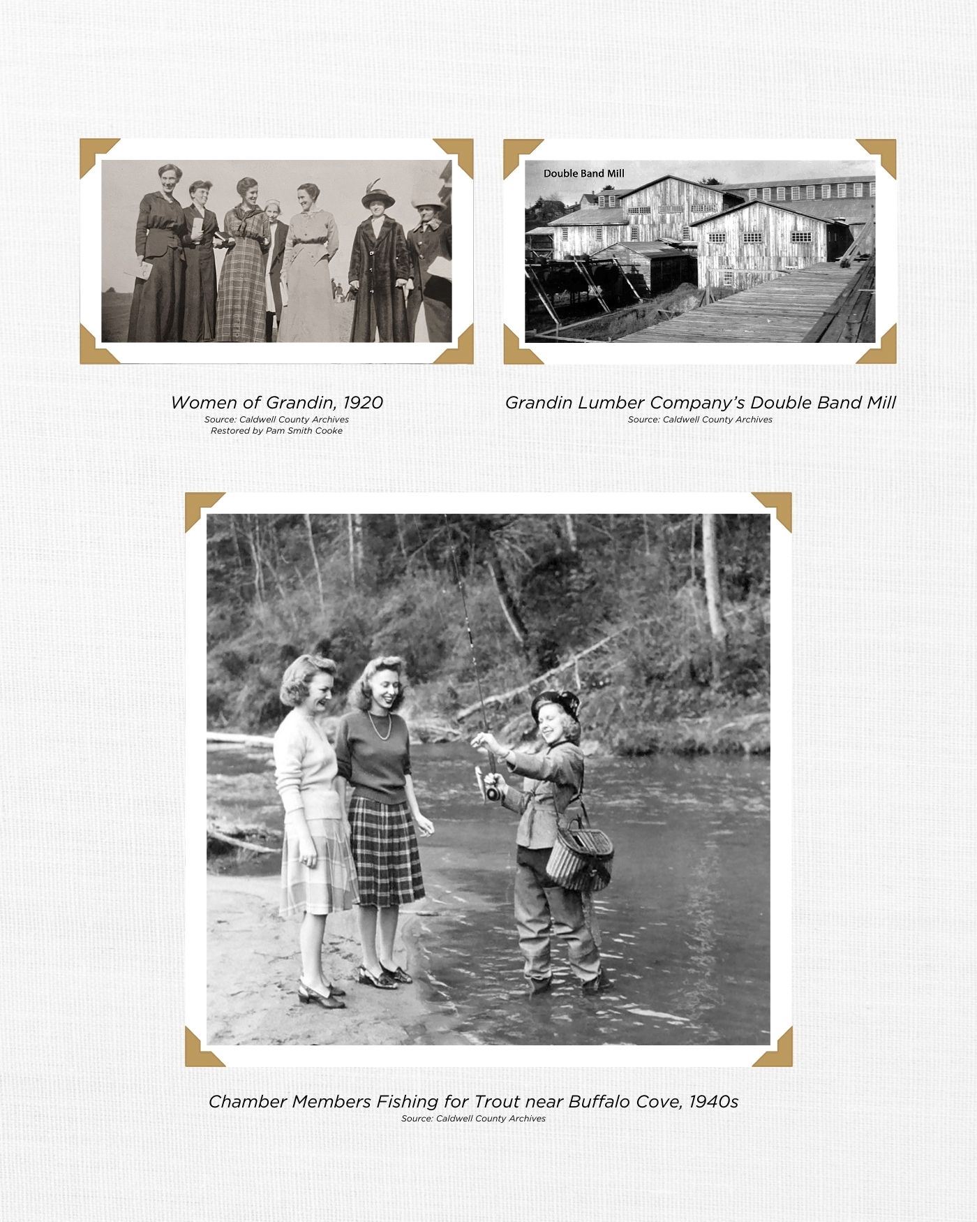 Collage Grandin Women and Lumber Company and Chamber women fishing